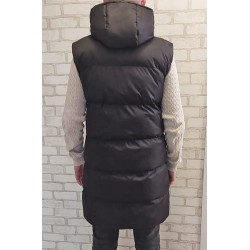 Мъжки елек с качулка, City Man, Средна дължина Черен, 6794